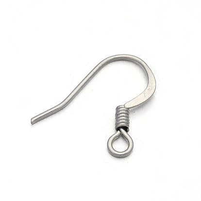304 Stainless Steel French Earring Hooks, with Horizontal Loop, Flat Earring Hooks, 14.5x16x2mm, Hole: 2mm, 22 Gauge, Pin: 0.6mm