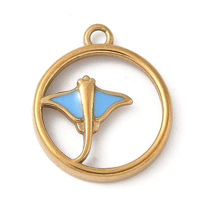 304 нержавеющей стальной эмали подвески, золотые, кольцо со скатом манта