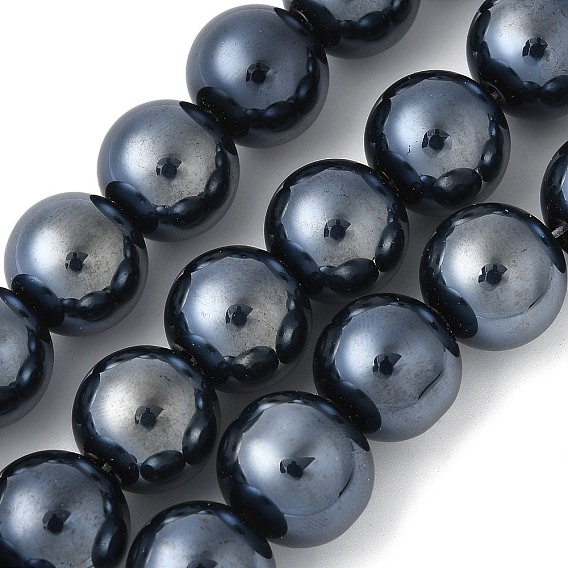 Гальванизированные круглые перламутровые стеклянные жемчужные бусины нити