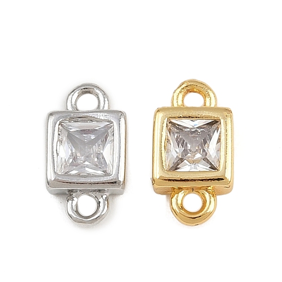 Латунные подвески из прозрачного кубического циркония, квадратные ссылки, стойки покрытие, долговечный, без свинца и без кадмия