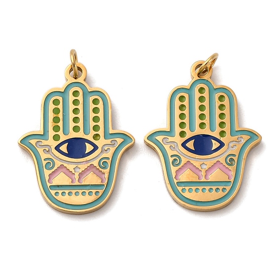 304 нержавеющей стальной эмали подвески, рука хамсы/рука мириам с заклинанием сглаза, с целью перехода в кольце, ионное покрытие (ip)