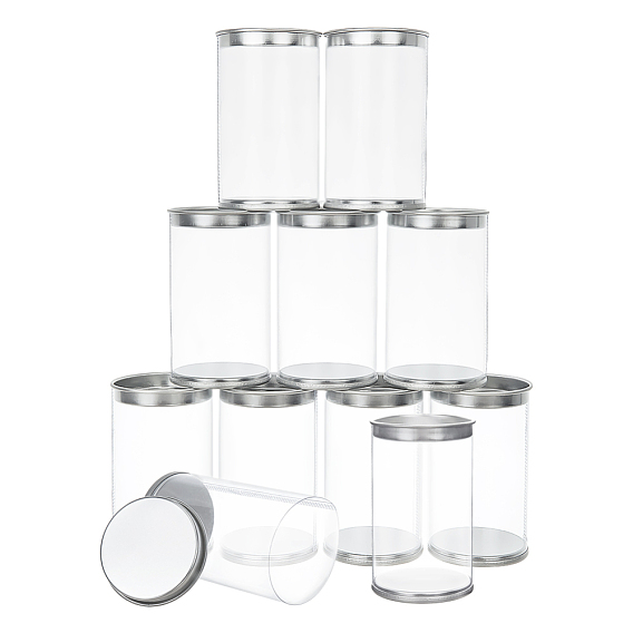 Transparent Plastic Bead Containers, with Tinplate Cap, Column