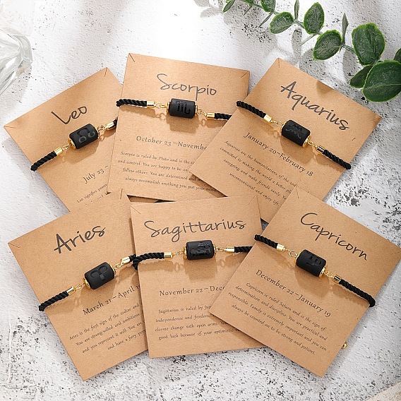 Светящиеся 12 созвездия пластиковые браслеты-колонны, Браслеты из нейлонового шнура плетеные для мужчин и женщин