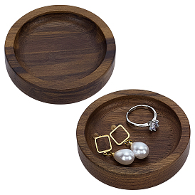 Плоская круглая деревянная тарелка для украшений, лоток для хранения колец, , серьга