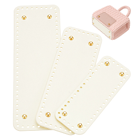 3Pcs Imitation Leather Bag Base, Bag Bottom, Bag Replacement Accessories, with Alloy Finding, Rectangle