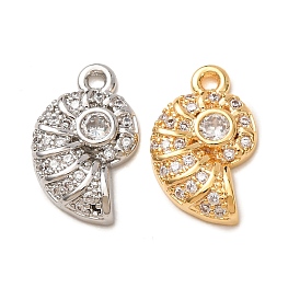 Brass Rhinestone Pendants, Conch Shape Charms