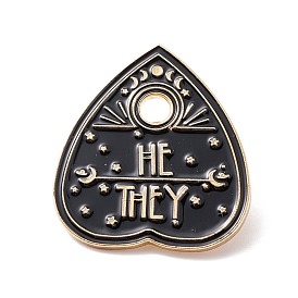 He They Word Enamel Pin, Spade Alloy Badge for Backpack Clothes, Golden