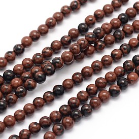 Natural Mahogany Obsidian Round Bead Strands