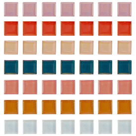 CHGCRAFT 56Pcs 7 Colors Glass Mosaic Cabochons, with Stick, Square