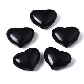 Pierre de palmier coeur d'obsidienne noire naturelle, pierre de poche pour la méditation d'équilibrage énergétique