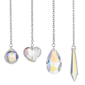 Round & Heart & Teardrop & Cone Glass Pendant Decoraiton, Iron Cable Chains Hanging Ornaments