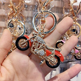 Sparkling Crystal Motorcycle Keychain in Elegant Gift Box - Stylish Bag Charm and Car Decoration