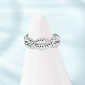 304 Stainless Steel Cuff Open Rings, Shell Shape