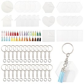 Наборы для ключей, включая большие подвески из акриловых дисков, 304 кольца прыжок из нержавеющей стали, подвески с кисточками из искусственной замши и железные брелоки
