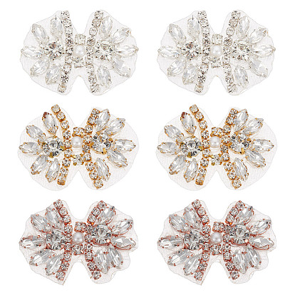 6шт 3 цвета сплава со стеклянными стразами бант