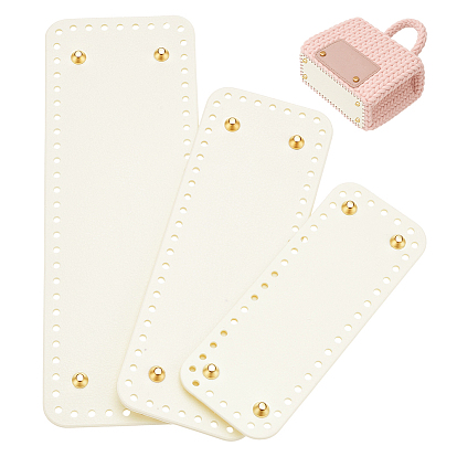 3Pcs Imitation Leather Bag Base, Bag Bottom, Bag Replacement Accessories, with Alloy Finding, Rectangle