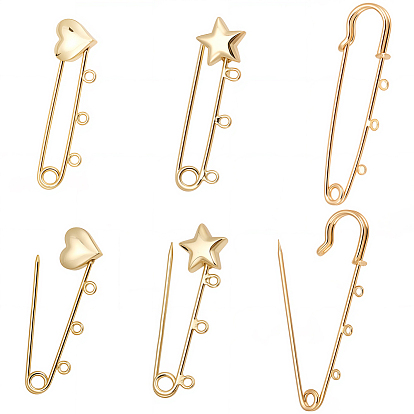 6шт. 3 стили фурнитуры для латунных брошей, долговечный