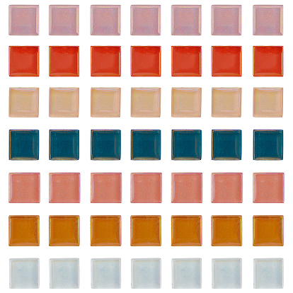 56pcs 7 cabochons en mosaïque de verre de couleurs, avec le bâton, carrée