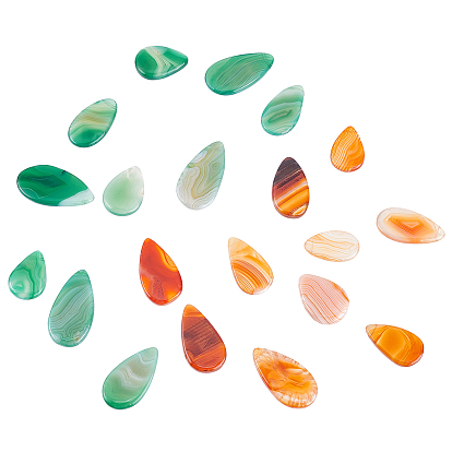 20Pcs 2 Colors Natural Agate Pendants, Teardrop