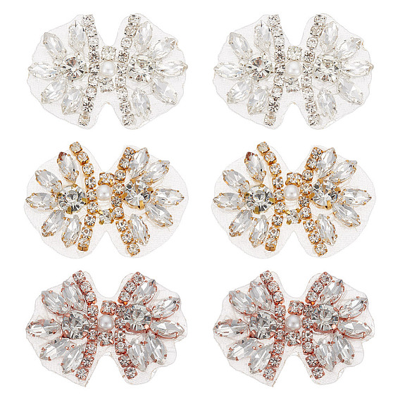 6шт 3 цвета сплава со стеклянными стразами бант