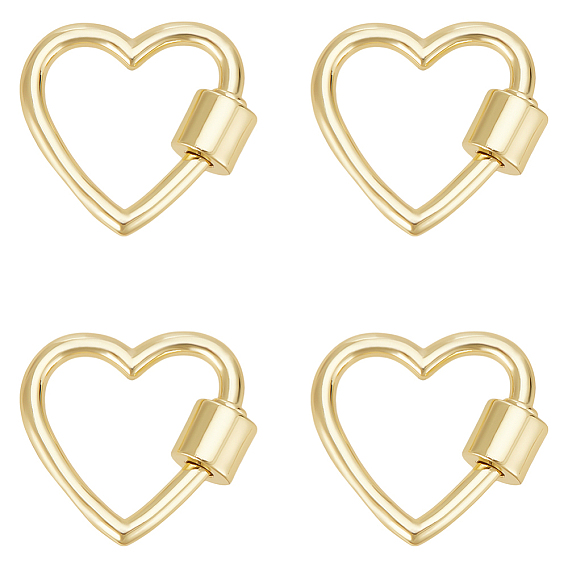 4шт. латунные винтовые карабины-замки-брелки, для изготовления ожерелий, быстрые ссылки, сердце