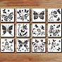 PET Plastic Drawing Painting Stencils Templates, Square with Butterfly Pattern