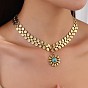Женские ожерелья с подвесками из нержавеющей стали и синтетической бирюзы в виде цветка