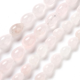 Natural Rose Quartz Beads Strands, Teardrop