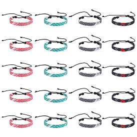 20шт. 4 цвета, этнический стиль, плетеные браслеты из полиэстерного шнура для мужчин и женщин