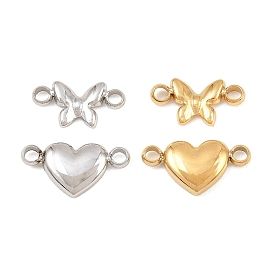 304 Stainless Steel Connector Charms, Heart/Butterfly Links