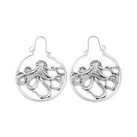 Alloy Hoop Earrings, Octopus