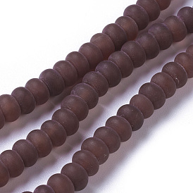 Natural Carnelian Beads Strands, Dyed & Heated, Frosted, Rondelle