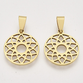 Thème chakra 201 pendentifs en acier inoxydable, avec accrochage de taille aléatoire sur les balles, rond plat avec sahasrara