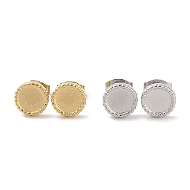 Ion Plating(IP) 304 Stainless Steel Flat Round Stud Earrings for Women