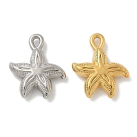 Ion Plating(IP) 304 Stainless Steel Pendants, Starfish Charm