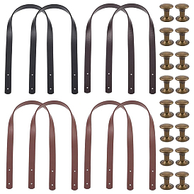 8 Bags 3 Colors PU Leather Bag Handles, with Iron Rivets, for Purse Handles Bag Making Supplie