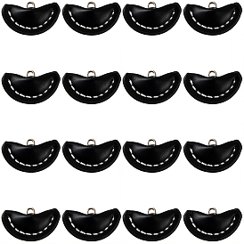 16 шт. 1-образные пуговицы ручной работы из искусственной кожи на ножке, с петлей из сплава платинового тона, полукруглый