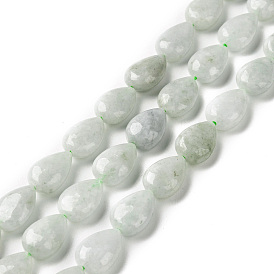 Natural Myanmar Jade/Burmese Jade Beads Strands, Teardrop