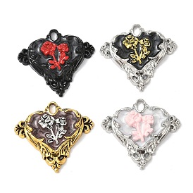 Подвески из эмали и сплава, подвески в виде цветочных сердец