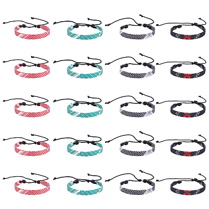 20шт. 4 цвета, этнический стиль, плетеные браслеты из полиэстерного шнура для мужчин и женщин