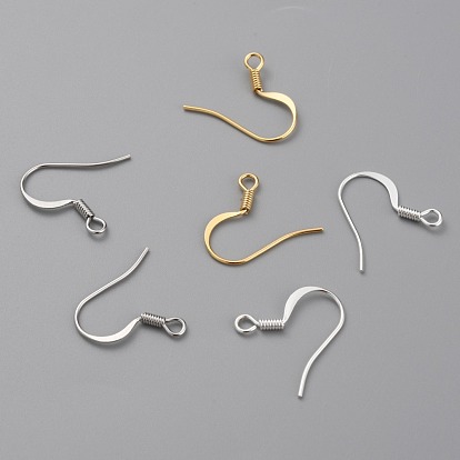 China Factory Brass Earring Hooks, Ear Wire, with Horizontal Loop  16~18x16~18x1.5mm, Hole: 2mm, 20 Gauge, Pin: 0.8mm in bulk online 