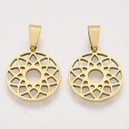 Thème chakra 201 pendentifs en acier inoxydable, avec accrochage de taille aléatoire sur les balles, rond plat avec sahasrara