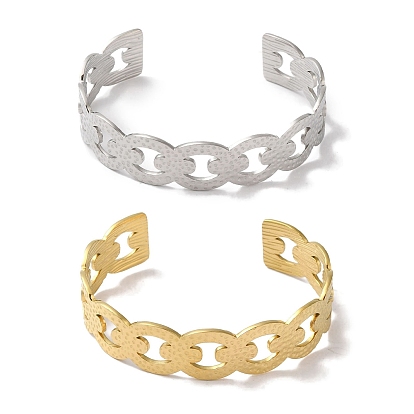 304 Stainless Steel Textured Hollow Open Cuff Bangles for Women
