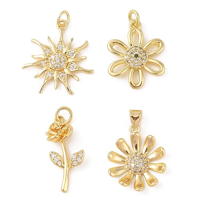 Латунные микропаве прозрачные подвески с фианитом, с целью перехода в кольце, цветок