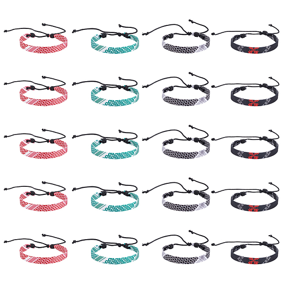 20шт. 4 цвета, этнический стиль, плетеные браслеты из полиэстерного шнура для мужчин и женщин