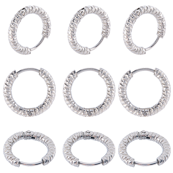 24 шт. 303 серьги-кольца из нержавеющей стали с текстурой для женщин, с 316 штифтами для сережек