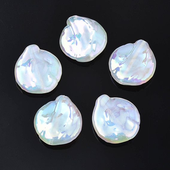 Perles acryliques placage irisé arc-en-ciel, perles de paillettes, formes d'imitation de coquillages