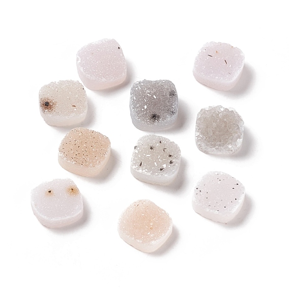 Natural Druzy Agate Cabochons, Square
