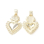 Eco-Friendly Rack Plating Brass Pendants, Long-Lasting Plated, Lead Free & Cadmium Free, with Jump Ring, Sacred Heart Charm