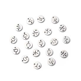 201 Stainless Steel Links, Laser Cut, Flat Round with Letter